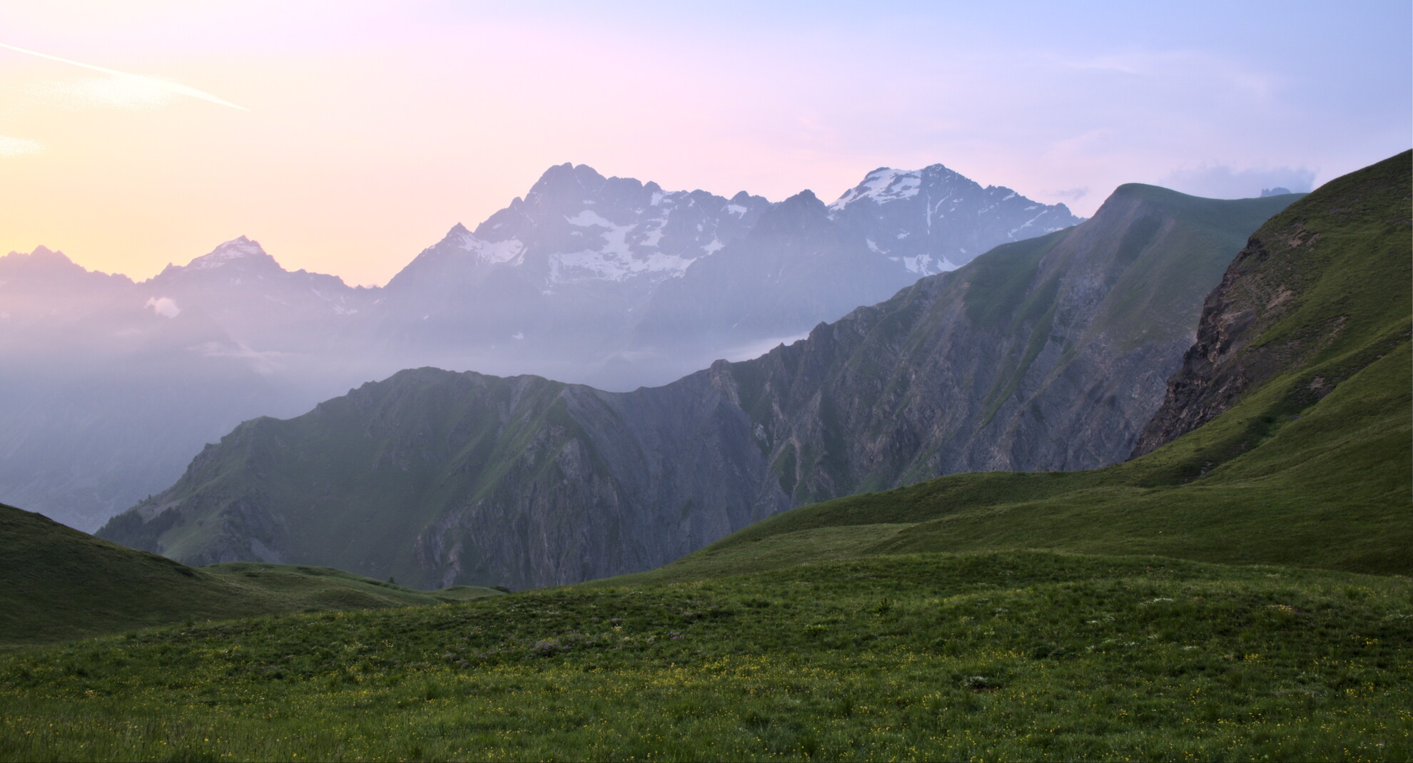 Solnedgang på setra trek Écrins